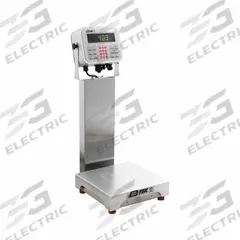 B-TEK Food Scale: 10 in Weighing Surface Dp, 10 in Weighing Surface Wd, 26 in Overall Ht, LCD (MPN NB-BS-1010-5-HS-T403S W/AQUASHIELD KIT). Key specifications — Connection Ports: RS-232; Readability: 0.0005 kg/0.5 g/0.001 lb/0.016 oz; Brand: B-TEK; IP Rating: IP69K.