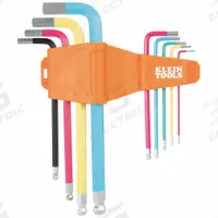 KLEIN TOOLS: 6 - 10 Pieces, L, Metric, Single Ball End, Long, 9 Pieces, Caddy, Powder Coated, 2 Tips (MPN CBLS9M). Key specifications — attr1205554: KLEIN TOOLS; attr1205568: Powder Coated; attr1293176: 6 - 10 Pieces.