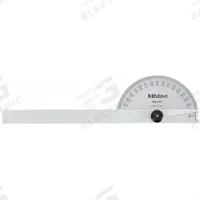 MITUTOYO Manual-Reading Protractor: 6 in Blade Lg, 0°to 180°, 1° Graduations, Steel, 6 in (MPN 968-202). Key specifications — attr1182193: Steel; attr1182195: 6 in; attr1182198: 1°; attr1182218: MITUTOYO.