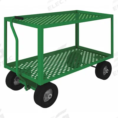 APPROVED VENDOR Wagon Truck: 1,000 lb Cap, 48 in L x 24 in W x 11 3/8 in H Deck, T-Shaped - Flow-Through Lipped Metal Deck Trucks
