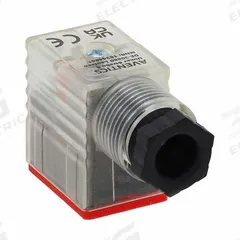 AVENTICS Solenoid Coil Connector: DIN 43650 Form B, 110V AC, 2 Pin, Indicator Light Included (MPN 1834484105). Key specifications — attr1078676: AVENTICS; attr1078675: 1834484105; attr1078682: DIN 43650 Form B; attr1078690: Indicator Light Included; attr1078697: 2 Pin; attr1078703: 110V AC.