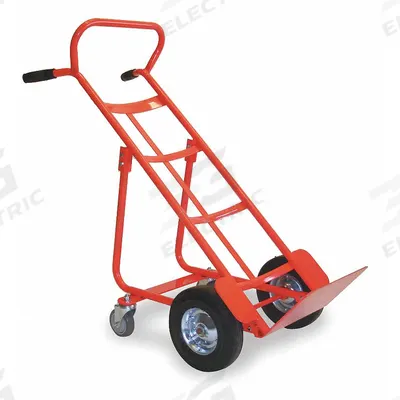 Dayton General Purpose Hand Truck: 800 lb, Flow-Back Handle, Red, Steel, Semipneumatic - Ergonomic Tilt-Back Hand Trucks