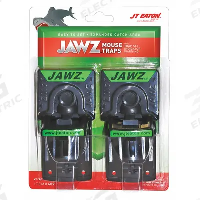 JT EATON Mouse Trap: Snap Trap, 2 1/2 in Overall Ht, 2 1/2 in Overall Wd, Plastic - Rodent Traps