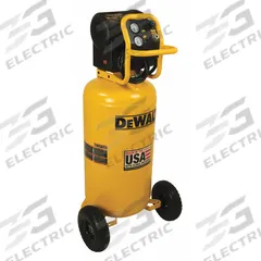 DEWALT Air Compressor: Oil Free, 27 gal, Vertical, 1.7 hp, 5.1 cfm @ 90 psi, 200 psi Max Op Pressure (MPN DXCM271). Key specifications — attr48686: Oil Free; attr48685: 120V AC; attr48689: 2.5 cfm @ 200 psi; attr48678: 15.0 A; attr48671: DEWALT; attr124308: Standard (75 dBA or more).
