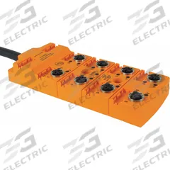 IFM Sensor Wiring Block: 8 Ports, 5 Pole M12 Female, 10 m Cable Lg, Black PUR, With LED Display (MPN EBC036). Key specifications — IP Rating: IP 67; Features: Molded PA Body.
