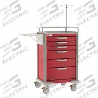 METRO Medical Procedure Cart: Aluminum, (2) Swivel/(2) Swivel with Brake, Taupe, Red, 6 Drawers (MPN MBP3210CRT2). Key specifications — Material: Aluminum; Drawer Color: Red; Brand: METRO; Caster/Wheel Configuration: (2) Swivel with Brake; Cabinet Color: Taupe.