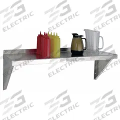 NEW AGE INDUSTRIAL Wall Shelf: 36 in x 15 in x 13 in, 36 in x 15 in, 300 lb Load Capacity, Aluminum (MPN NS943). Key specifications — Material: Aluminum; Standards: NSF; Finish: Unfinished; Brand: NEW AGE INDUSTRIAL.