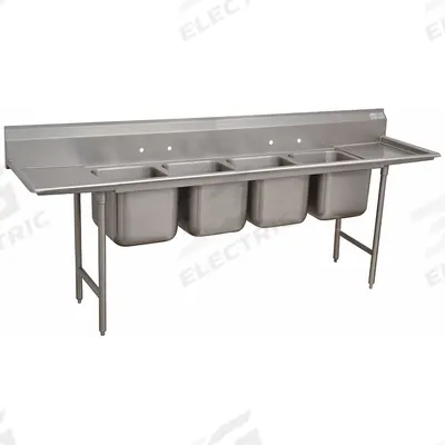 ADVANCE TABCO Scullery Sink: 4 Bowls, 42 in Overall Ht, 154 in Overall Lg - Four-Bowl Freestanding Kitchen & Bar Sinks without Faucets