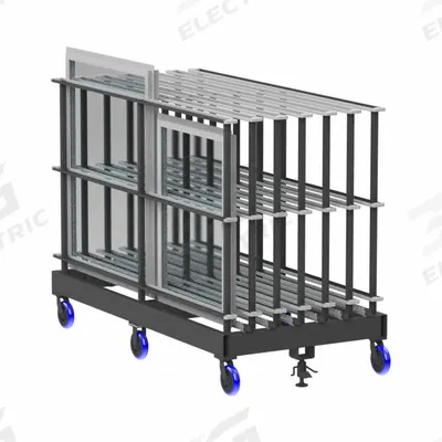 VALLEY CRAFT Frame Cart: 2,000 lb, Gray, 96 3/4 in L x 49 1/2 in W x 71 in H Deck - Ergonomic Panel Carts with Roller Base