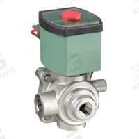 REDHAT Solenoid Valve: 4-Way, 1/4 in Pipe Size, 110V AC/120V AC, Watertight/With Junction Box (MPN JSP8340G001). Key specifications — Pipe Size: 1/4 in; Voltage: 120V AC; Brand: REDHAT; Coil Enclosure: With Junction Box.