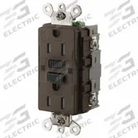 HUBBELL GFCI Receptacle: Duplex, 5-15, Brown, GFCI, 125V AC, 15 A, 2 Pole / 3 Wire (MPN GFSG5262)