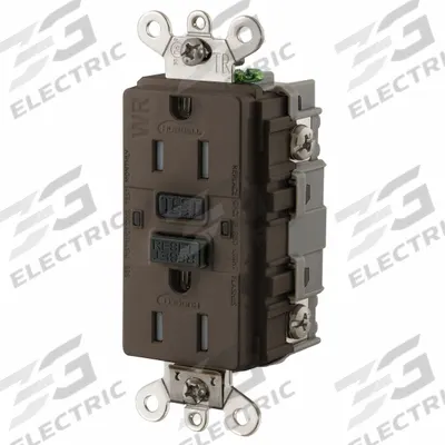 HUBBELL GFCI Receptacle: Duplex, 5-15, Brown, GFCI, 125V AC, 15 A, 2 Pole / 3 Wire (MPN GFSG5262) - General Purpose Receptacles