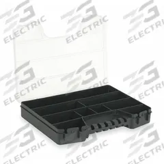 WESTWARD Compartment Box: 10 3/8 in x 13 1/2 in x 2 1/4 in, Black, 9 Compartments, 0 Adj Dividers (MPN 2HFR6). Key specifications — ESD Conductive: Not Electrostatic Discharge Conductive; Color: Black; Brand: WESTWARD; Material: Plastic.