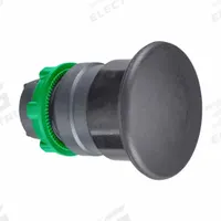 SCHNEIDER Mushroom Head Push Button: Black, 22 mm Mounting Size, Non-Metallic, Momentary (MPN ZB5AC2TQ). Key specifications — Brand: SCHNEIDER; Action: Momentary; Series: XB5; Push Button Material Type: Non-Metallic.