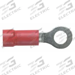 PANDUIT Ring Terminal: Red, Vinyl Insulation, #8 Stud Size, 22 AWG to 18 AWG Wire Sizes, 600 V (MPN PV18-8R-MY). Key specifications — attr1308027: PANDUIT; attr1356513: PV18; attr1356587: Funnel Entry.
