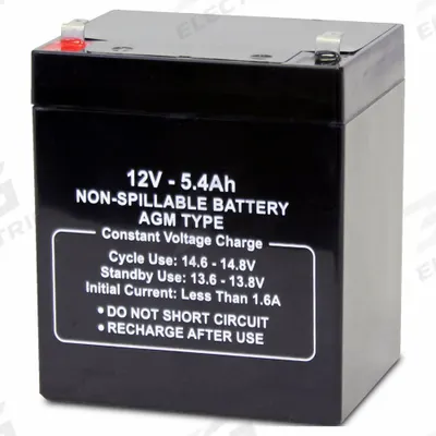 APPROVED VENDOR Sealed Lead Acid Battery: 12V DC, 5.4 Ah Capacity, 3.98 in Ht, 2.76 in Wd - AGM Sealed Lead Acid Batteries