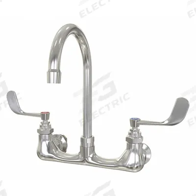 SANI-LAV Gooseneck Service Sink Faucet: Wall, Centerset, Cast Brass, Chrome - Widespread Utility Faucets