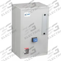 EATON NEMA Magnetic Motor Starter: Non-Reversing, 3 Poles, NEMA Size 00, 9 A, 24V AC Coil (MPN ECN05A1TAA-R63/B). Key specifications — attr211388: EATON; attr951451: 1NO/1NC; attr951453: 24V AC; attr951489: Three; attr984425: 1NO/1NC; attr984429: Pilot Light; attr997361: None (Not Applicable to Electronic Overloads).