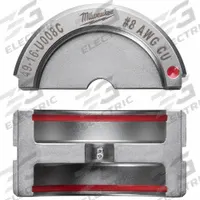 MILWAUKEE Upper and Lower Crimping Die: 8 AWG, U Style Dies, For Use With 2679-20/49-16-U000 (MPN 49-16-U008C). Key specifications — attr511073: U Style Dies; attr511072: Electrical Wire and Cable Crimping; attr473934: MILWAUKEE; attr511065: M18™ FORCE LOGIC™; attr511069: Red; attr542116: 8 AWG; attr511067: 49-16-U000.