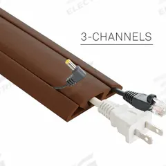 Cable protector: 3 Channels, 2 5/8 in Overall Wd, 5/8 in Overall Ht, 30 ft Lg, Rubber, Brown (MPN CC-RI-CP-30-BN). Key specifications — Color: Brown; Brand: ELECTRIDUCT.
