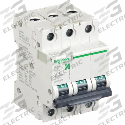 SCHNEIDER Supplementary Protector: 63 A Amps, 10kA at 240V AC, Screw Clamp - B-Curve, 3-Pole UL1077 DIN Rail-Mount Supplementary Protectors