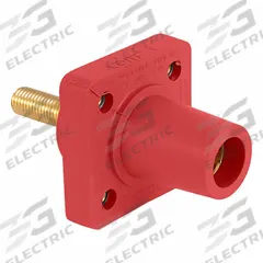 Single Pole Receptacle: Red, Straight Taper Nose Mating, Threaded Stud Termination, 600V AC/600V DC (MPN 16R26-1UR). Key specifications — Series: 16; Receptacle Gender: Female; Brand: LEVITON.