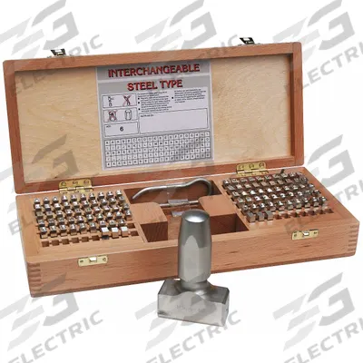 YOUNG BROS. STAMP WORKS Steel Type Kit: 3/8 in Character Ht, 1 in Shank Lg, Steel - Steel Type Kits