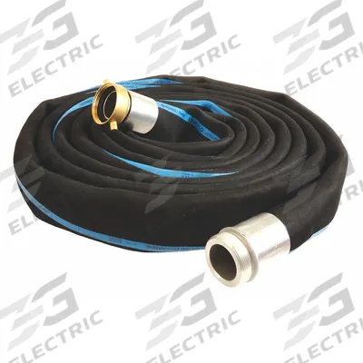 CONTINENTAL Water Discharge Hose: 3 in Hose Inside Dia., 125 psi, Black, 3 in x 3 in Fitting Size - EPDM Water Suction & Discharge Hose Assemblies with Spiral-Plied Synthetic Fabric Reinforcement