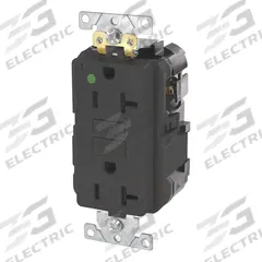 LEVITON Modular Receptacle: Hospital Grade Fed. Spec., Decorator Duplex, 5-20R, Black, GFCI, 125V AC (MPN MGFN2-HGE)