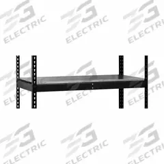 HALLOWELL Shelf: 48 in Overall Wd, 24 in Overall Dp, Solid Shelf, 22 ga, Black (MPN FKRL4824E-ME). Key specifications — attr37155: Black; attr37156: Powder Coated; attr55828: (4) Beams and Decking; attr37160: Steel; attr33654: HALLOWELL.