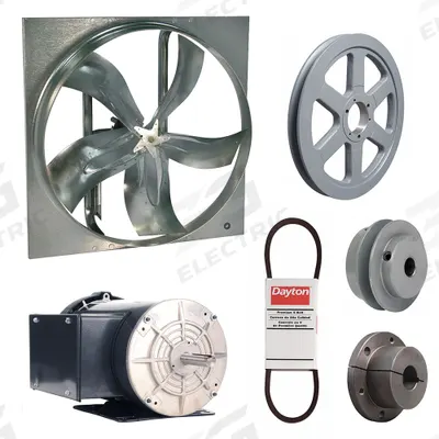 Dayton Supply Fan w/Drive Package: Belt Drive, 54 in Blade, Totally Enclosed, 30,129 cfm - Belt-Drive Panel Supply Fans with Drive Package