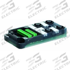 MURRELEKTRONIK M12 distribution block: EXACT12, 4 Ports, 5 Pole M12 Female (MPN 8000-84501-0000000). Key specifications — IP Rating: IP67; Features: NPN Electrical Design; For Use With: 16-Pole Screw Terminal Cap.