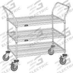 APPROVED VENDOR Wire Shelf Utility Cart: 400 lb, 3 Shelf, 48 in L x 24 in W x 40 in H Dim, Silver (MPN UC3-2448LZ). Key specifications — Shelf Orientation: Flat; Caster/Wheel Configuration: (4) Swivel; Finish: Zinc Plated; Brand: APPROVED VENDOR.