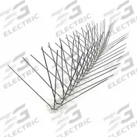 BIRD-X Bird Repellent Spikes: Wide, Plastic Base, Clear, 10 ft Overall Lg, Stainless Steel Spikes (MPN EWS-10). Key specifications — Brand: BIRD-X; Spike Material: Stainless Steel; Targeted Birds: Blackbirds; Base Material: Plastic; Ledge Width: Wide.