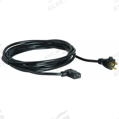 APPROVED VENDOR Power Cord: 15 ft Lg, 3/18, 5-15P Plug, C13 Receptacle, SJT, PVC - Electronic Equipment Power Cords
