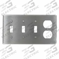 LEVITON Wall Plate: Toggle, 4 Gang, Silver, Std Size (MPN 84043). Key specifications — Brand: LEVITON; Material: Stainless Steel.