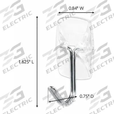 COMMAND Hook: 1/2 lb Wt Capacity, 1 Points per Hook, Clear, 1 5/8 in Overall Ht - Adhesive-Backed Utility Hooks