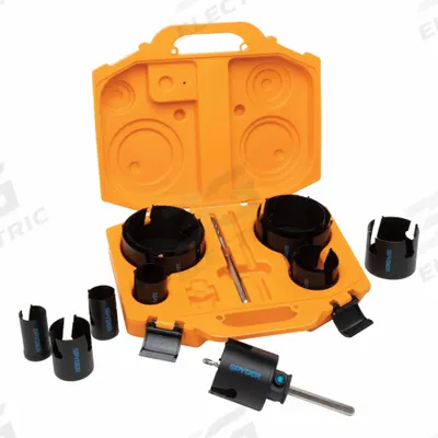 SPYDER Hole Saw Kit: 14 Pieces, 2 3/8 in Max. Cutting Dp, Carbide Tipped - Multi-Material-Cutting Hole Saw Kits