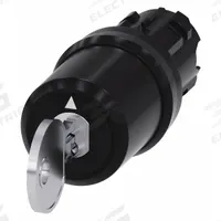 SIEMENS Keyed Selector Switch: 3 Position, 22 mm Panel Mounting Size, Series 3SU (MPN 3SU1000-5BL31-0AA0). Key specifications — Manufacturer Part Number: 3SU1000-5BL31-0AA0; Brand: SIEMENS; Switch Action: Maintained/Maintained/Maintained; Key Removal Position: Right.