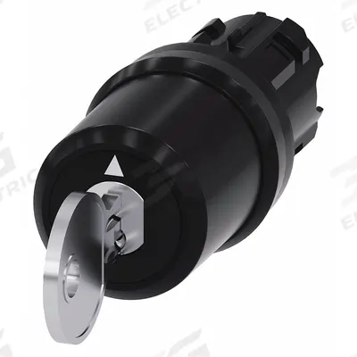 Siemens Keyed Selector Switch: 3 Position, 22 mm Panel Mounting Size - Panel-Mounted Key Switches without Contacts