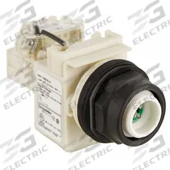 SCHNEIDER ELECTRIC Pilot Light: 30 mm Panel Mounting Size, No Lens Included, LED, 9001SK Series (MPN 9001SKT38LG). Key specifications — Lens Color: No Lens Included; Series: 9001SK; Brand: SCHNEIDER; Includes Push-To-Test: Push-To-Test Included.
