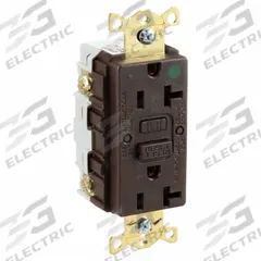 HUBBELL GFCI Receptacle: Hospital Grade, Duplex, 5-20R, Brown, GFCI, 125V AC, 20 A, 2 Pole / 3 Wire (MPN GFR83)