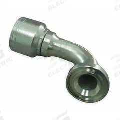 AEROQUIP Hydraulic Flange Fitting: 5/8 in Hydraulic Hose I.D., 3/4 in Hydraulic Flange Size (MPN 1A12FLB10). Key specifications — attr95970: 90° Elbow; attr95968: Carbon Steel; attr98911: AEROQUIP.