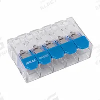 IDEAL Lever Wire Connector: 5 Port, 22 AWG – 10 AWG Solid Wire Size Range, 30 A, 600 V (MPN 30-15L35J). Key specifications — attr1307071: IDEAL; attr1307104: Lever; attr1351713: In-Sure™ Lever.