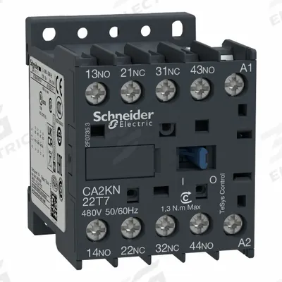 SCHNEIDER Control Relay: DIN-Rail & Surface Relay Mounting, 480V AC Coil Volt, 2NO/2NC - Combination DIN-Rail & Surface-Mounted Relays