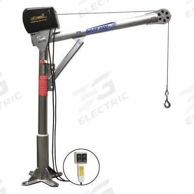 OZ LIFTING PRODUCTS Davit Crane Kit: Steel, Electric, 1,000 lb Max. Load Capacity - Steel Davit Crane Kits with Bases