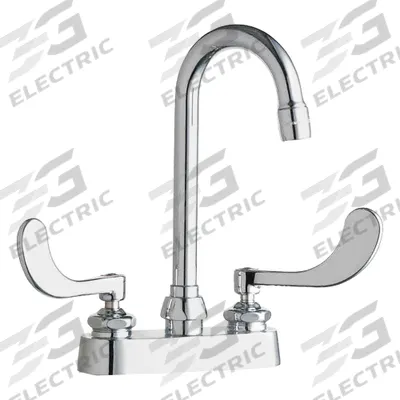 CHICAGO FAUCETS Gooseneck Kitchen/Bathroom Faucet: 895, Cast Brass, Centerset, Deck - Centerset Kitchen Faucets