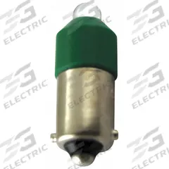 EATON Compact LED Bulb: LED, Miniature Bayonet (BA9s), (T) Tubular, T3-1/4, 6 to 12V AC/DC, Green (MPN E22LED612GN). Key specifications — Light Color: Green; Voltage: 6 to 12V AC/DC; Brand: EATON; Bulb Shape: T3-1/4.