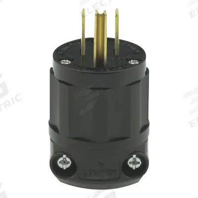 LEVITON Straight Blade Plug: 5-15P, 125V AC, 15 A, 2 Pole, 3 Blade, Black (MPN 5266-CB) - General Purpose Plugs