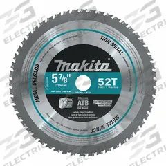MAKITA Circular Saw Blade: 5 7/8 in Blade Dia., 52 Teeth, 0.06 in Cut Wd, 5/8 in Arbor Size, Carbide (MPN A-96104). Key specifications — attr1116119: MAKITA; attr1145631: Non-Ferrous Metals.